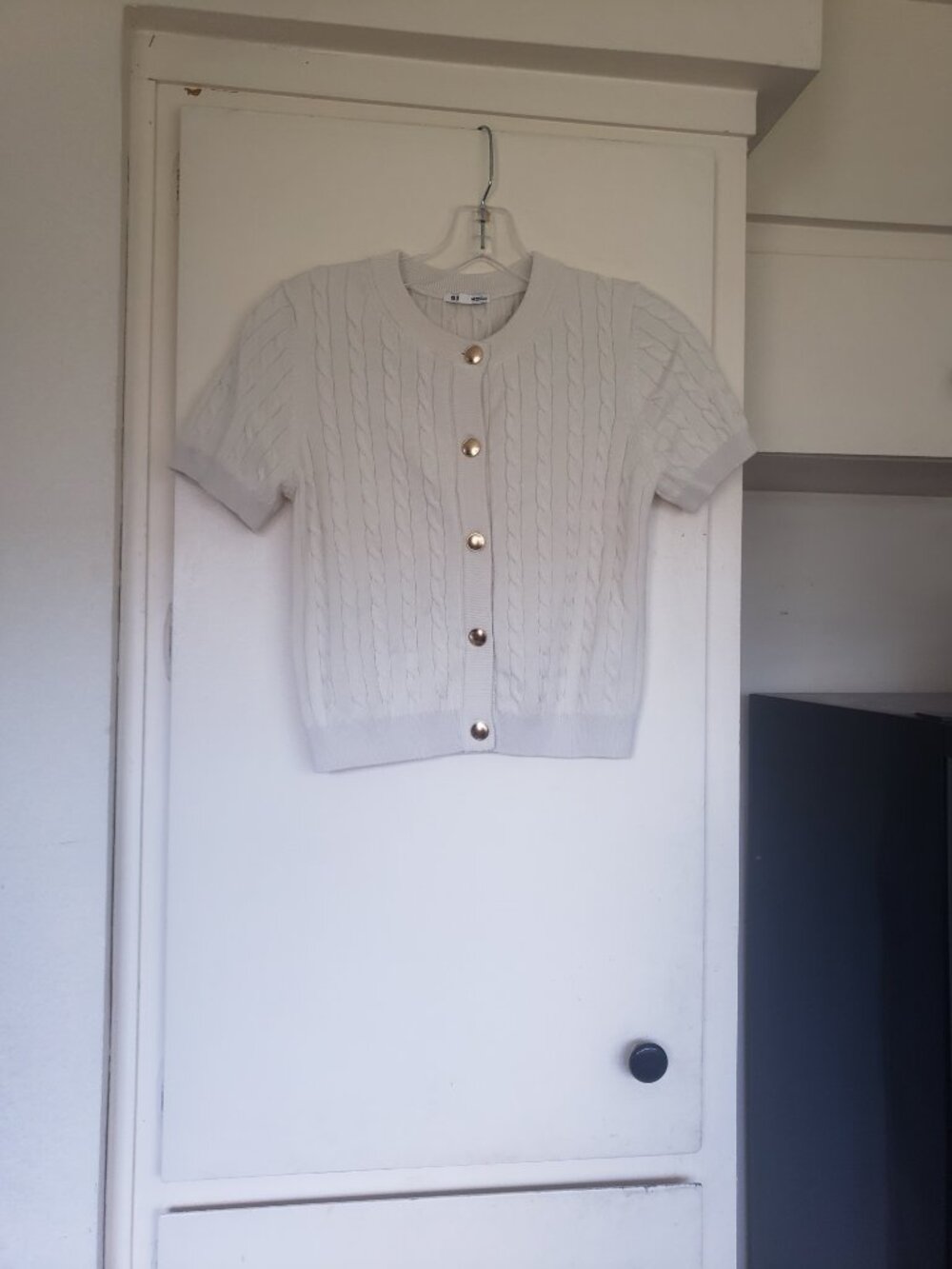 GU Cream Sweater with Gold Buttons Size Medium